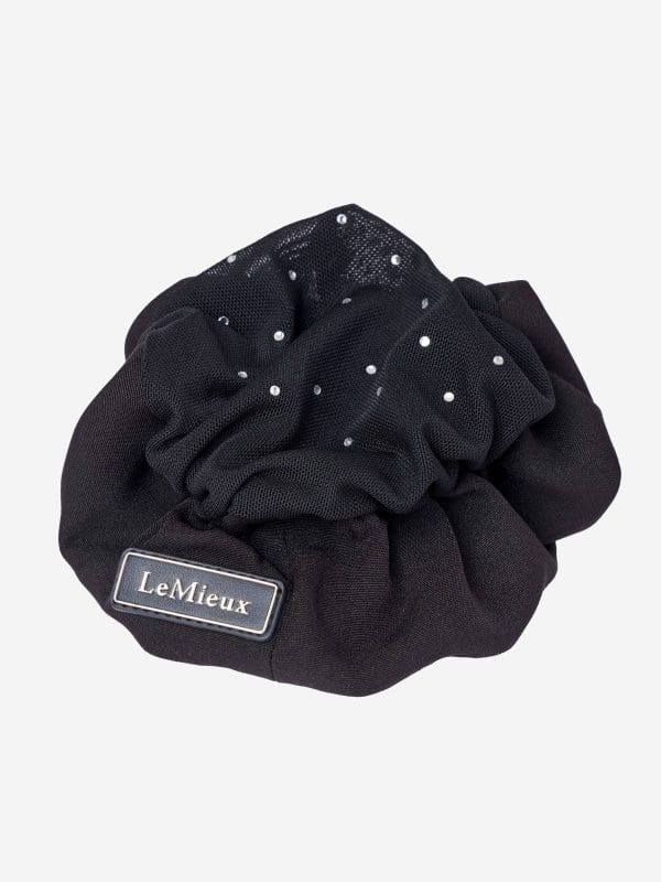 LMX Scrunchie with Crystal Hair Net Black